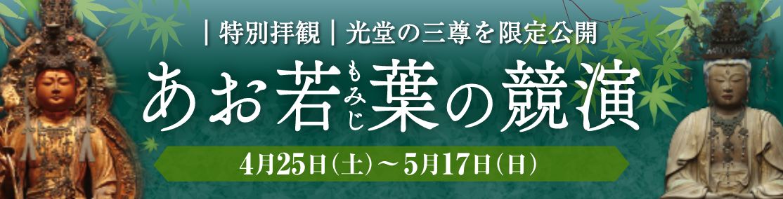 滋賀県大津の古刹 石山寺・三井寺 あお若葉の競演のご案内<4月25日(土)〜5月17日(日)>
